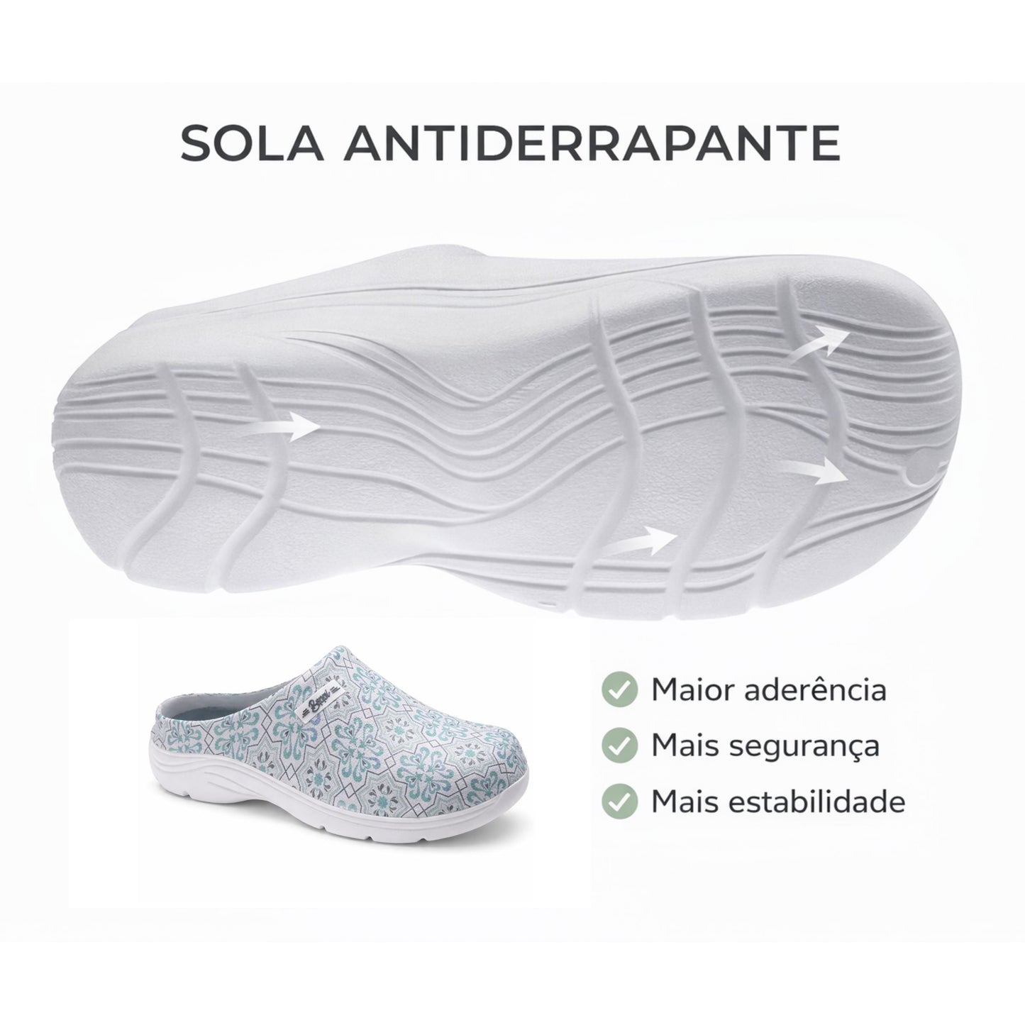 Socas Conforto Mulher Verde Beppi – Leves para uso prolongado com sola macia ideal para trabalho e cozinha - 2222411