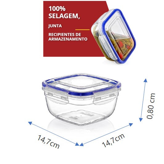 Caixa Hermetica 900ml 30103 – Conserva alimentos frescos com vedação segura e fácil de limpar diariamente - 8696287301033