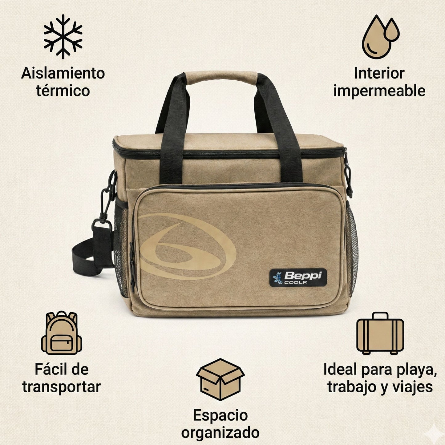 Saco Térmico 5l Castanho Beppi – Isolamento térmico eficiente e durabilidade para piqueniques e viagens diárias - 1000874c