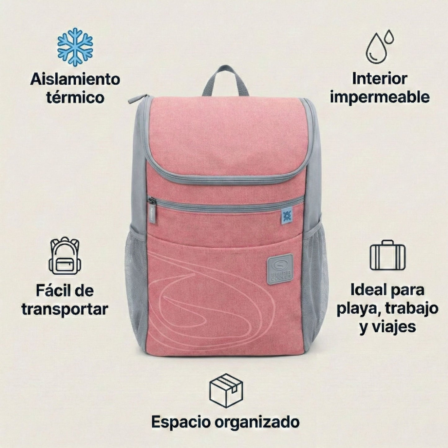 Mochila Térmica 8l Rosa Beppi – Leve e prática para piqueniques e trabalho com isolamento térmico eficaz - 1000958rs