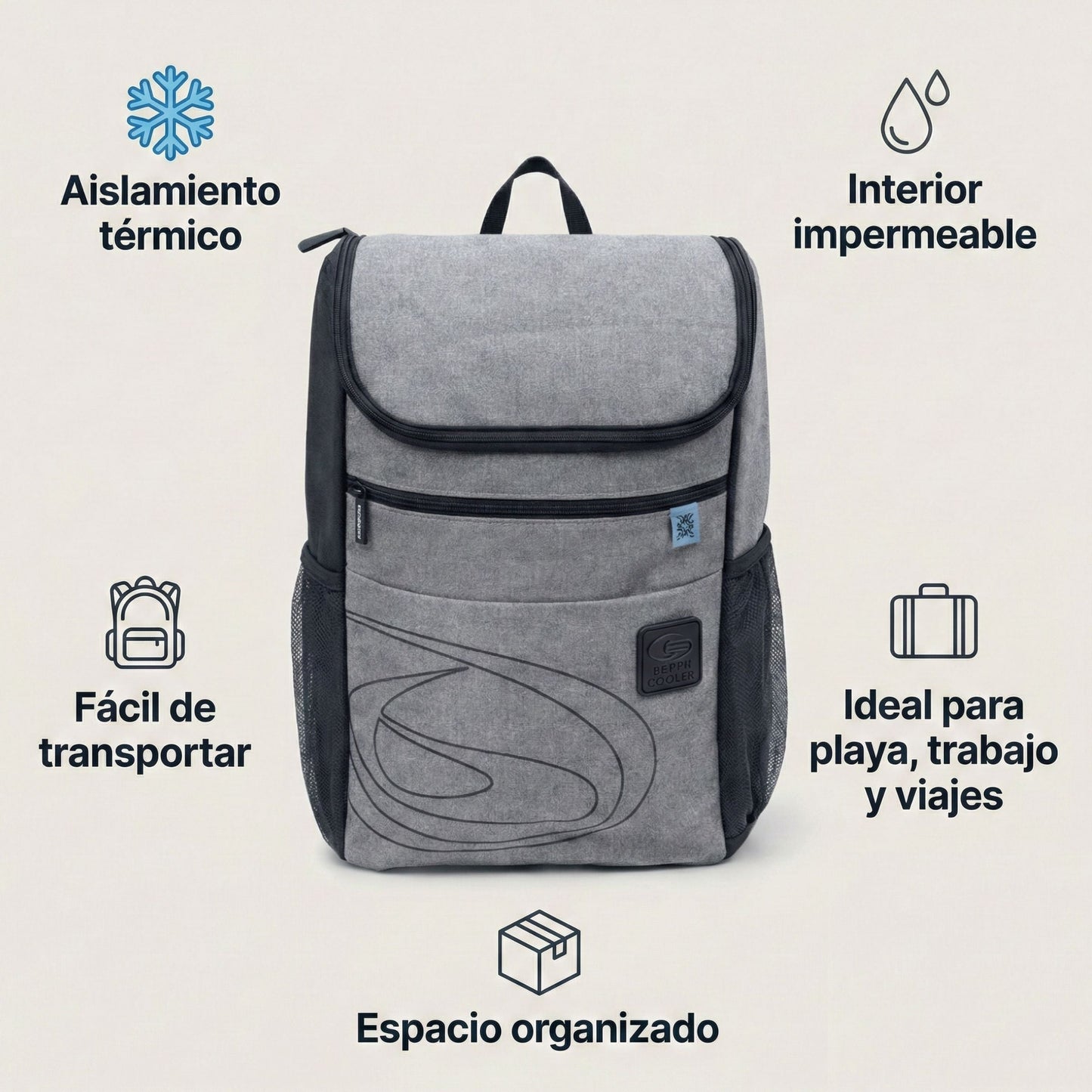 Mochila Térmica 15l Cinzento Beppi – Leve e prática para passeios e piqueniques com isolamento térmico eficaz - 1000959cz