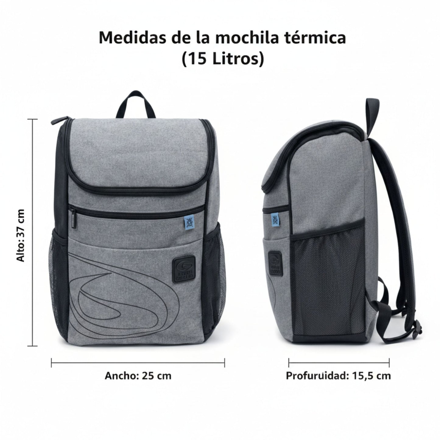 Mochila Térmica 15l Cinzento Beppi – Leve e prática para passeios e piqueniques com isolamento térmico eficaz - 1000959cz