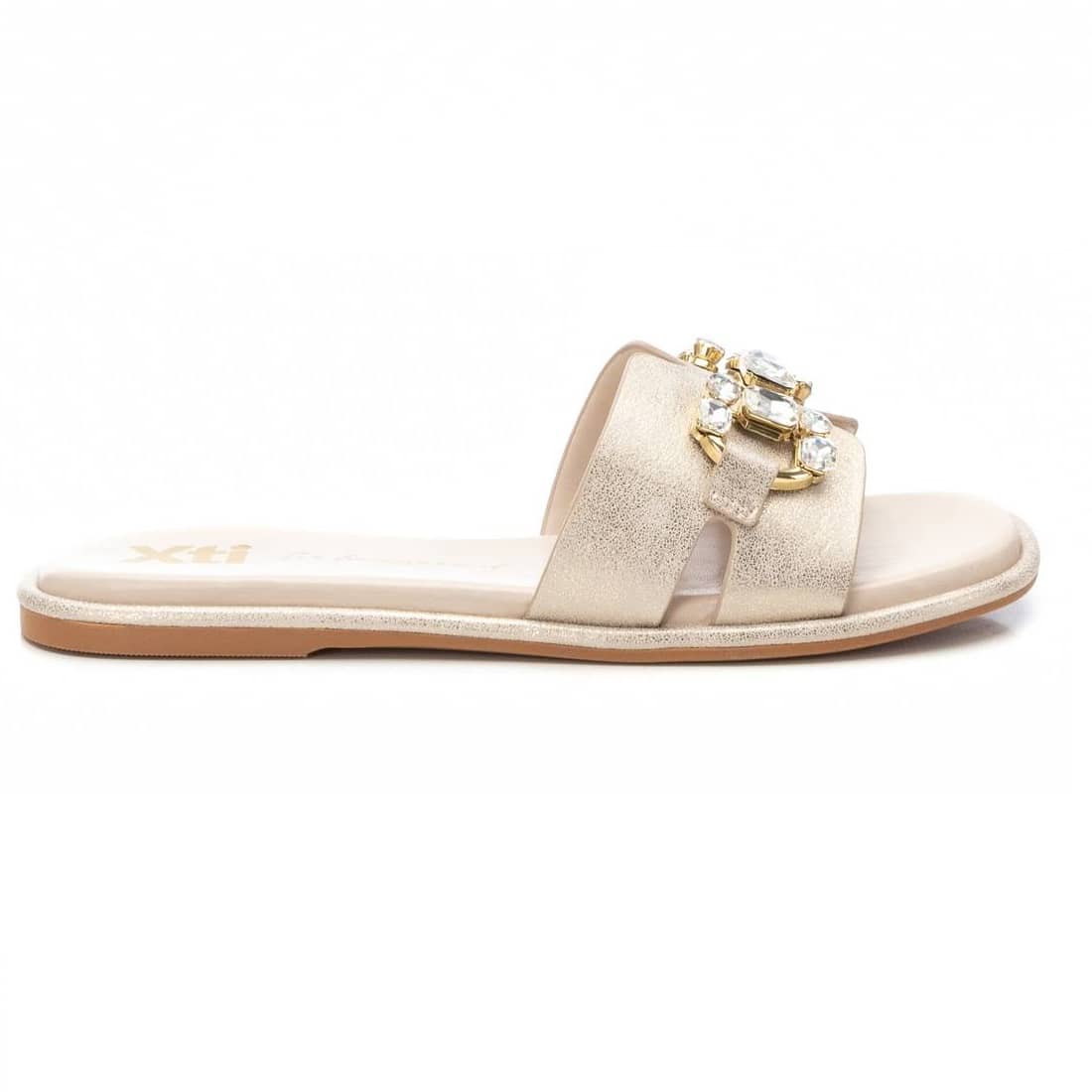 Chinelo Pele Vegan Mulher Dourado Xti – Conforto leve e sola antiderrapante para passeios e trabalho diário - 14367905
