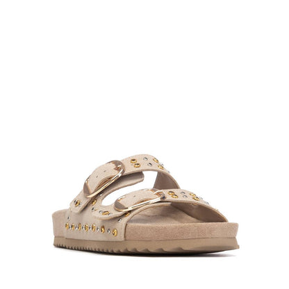 Sandália Tipo Chinelo Casual Vegan Mulher Bege Xti – Duas tiras com fivelas decorativas e sola antiderrapante para uso diário confortável - 14506602