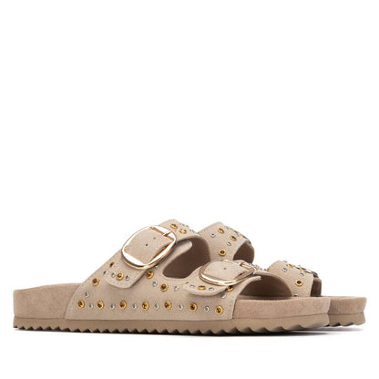 Sandália Tipo Chinelo Casual Vegan Mulher Bege Xti – Duas tiras com fivelas decorativas e sola antiderrapante para uso diário confortável - 14506602