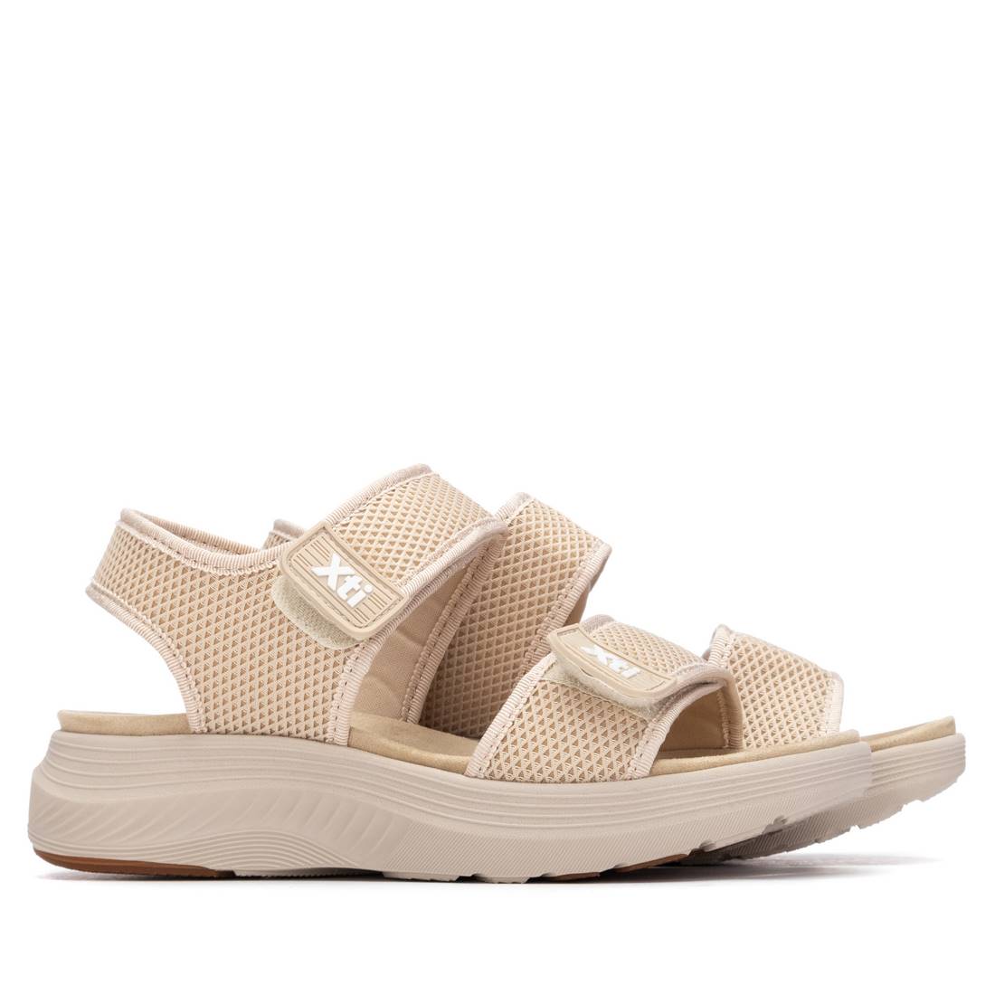Sandália Casual Vegan Mulher Bege Xti – Design com tiras cruzadas e fecho em velcro para conforto e ajuste rápido - 14540102