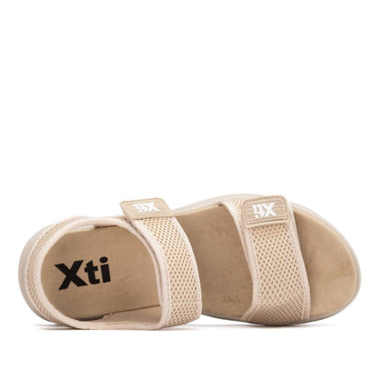 Sandália Casual Vegan Mulher Bege Xti – Design com tiras cruzadas e fecho em velcro para conforto e ajuste rápido - 14540102