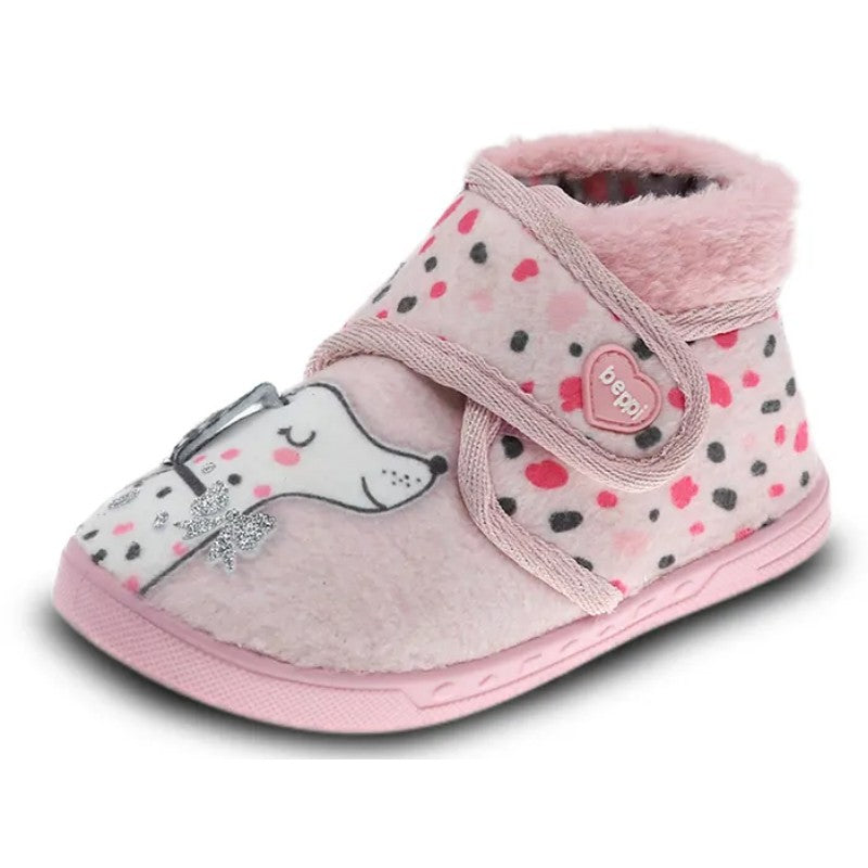 Pantufa Infantil Rosa Beppi – Interior almofadado e fecho em velcro para conforto e ajuste fácil nas brincadeiras - 2202750