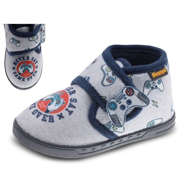 Pantufa Infantil Cinza Beppi – Interior almofadado e sola antiderrapante para brincadeiras e escola diária - 2207910