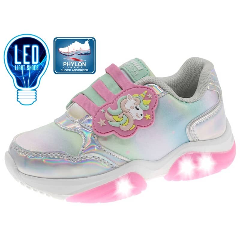 Sapatilha Luzes Infantil Rosa Beppi – Leves para uso prolongado com fecho em velcro e sola antiderrapante para brincadeiras - 2208930