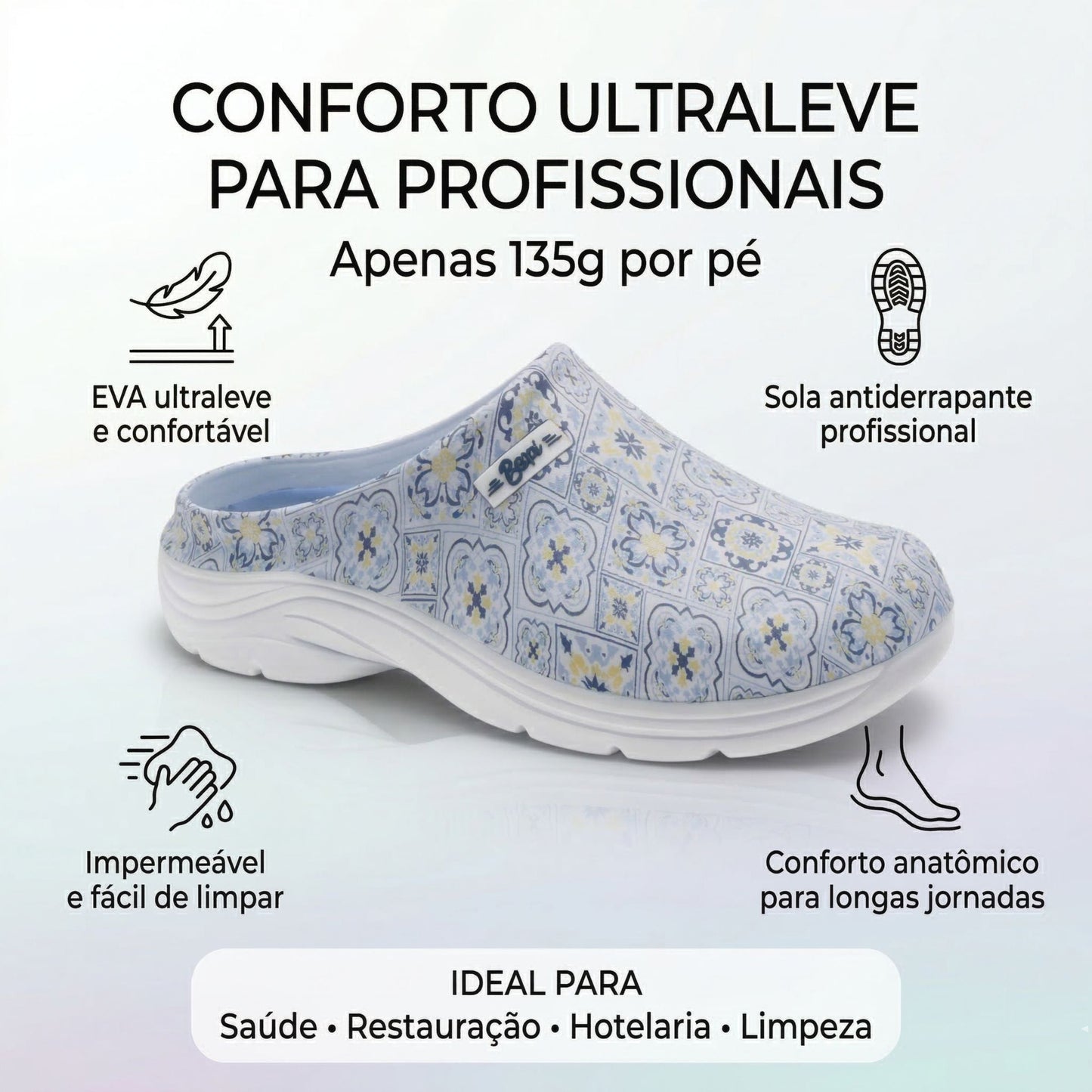 Socas Conforto Mulher Azul Beppi – Leves e antiderrapantes para conforto excecional em trabalho e cozinha - 2222410