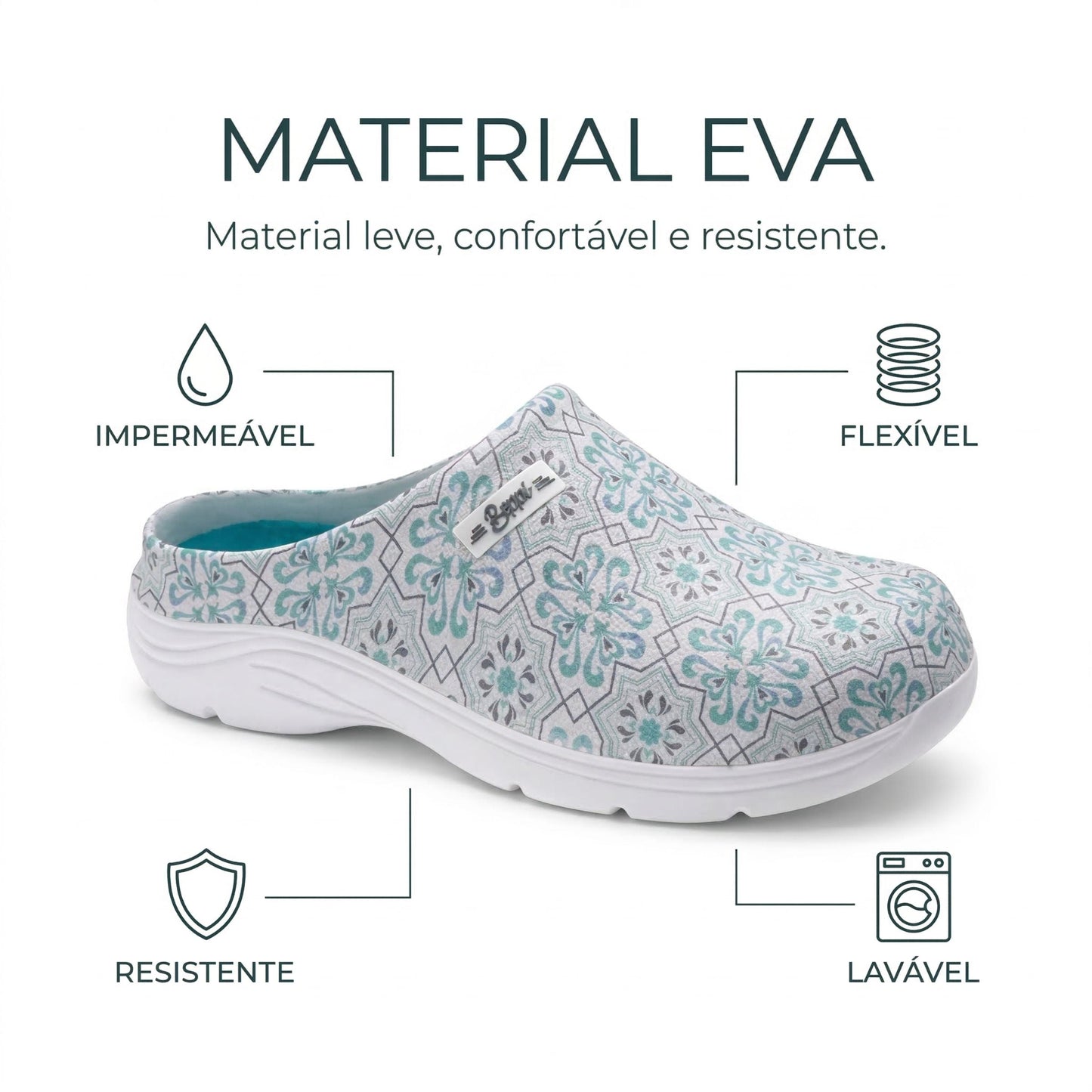 Socas Conforto Mulher Verde Beppi – Leves para uso prolongado com sola macia ideal para trabalho e cozinha - 2222411