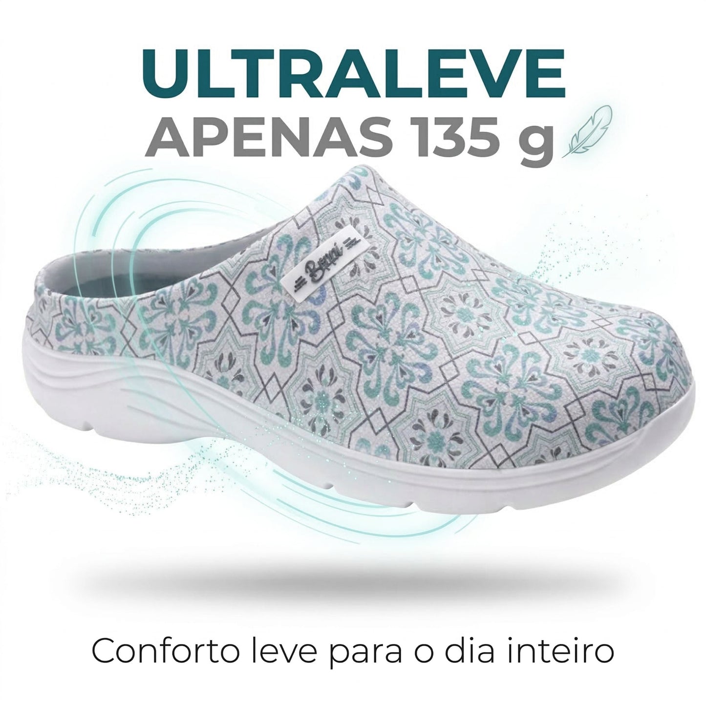 Socas Conforto Mulher Verde Beppi – Leves para uso prolongado com sola macia ideal para trabalho e cozinha - 2222411