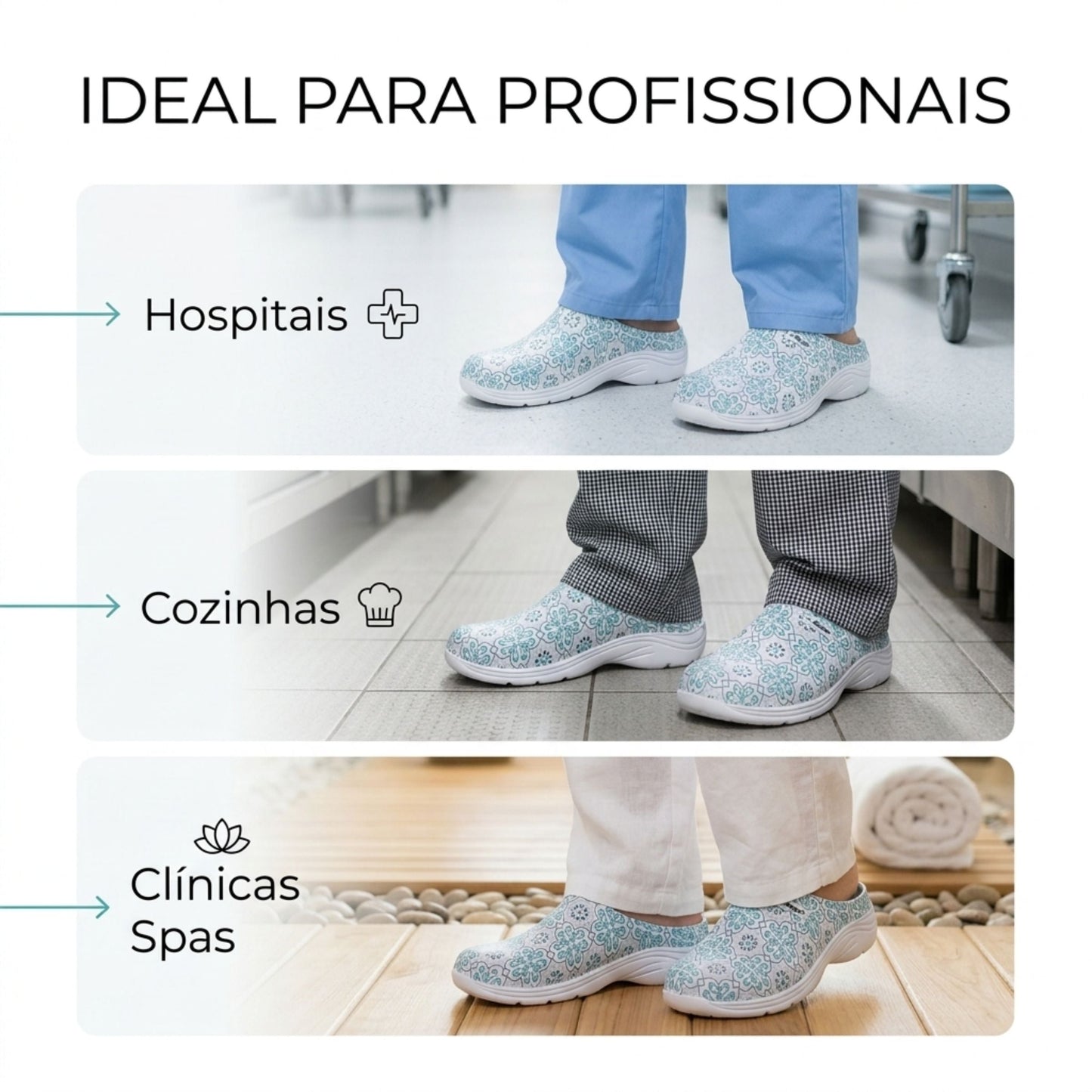 Socas Conforto Mulher Verde Beppi – Leves para uso prolongado com sola macia ideal para trabalho e cozinha - 2222411