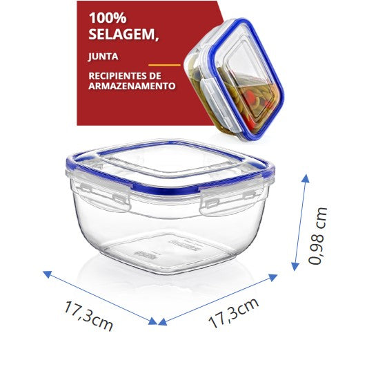 Caixa Hermetica 1500ml 30104 – Armazena refeições prontas com vedação hermética e fácil limpeza diária - 8696287301040