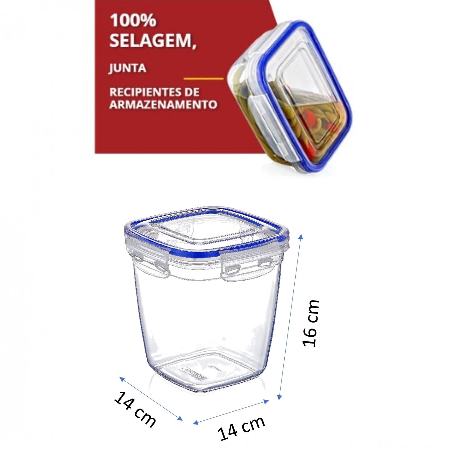 Caixa Hermetica 1900ml 30323 – Capacidade generosa para conservar sobras e transportar refeições com facilidade - 8696287303235