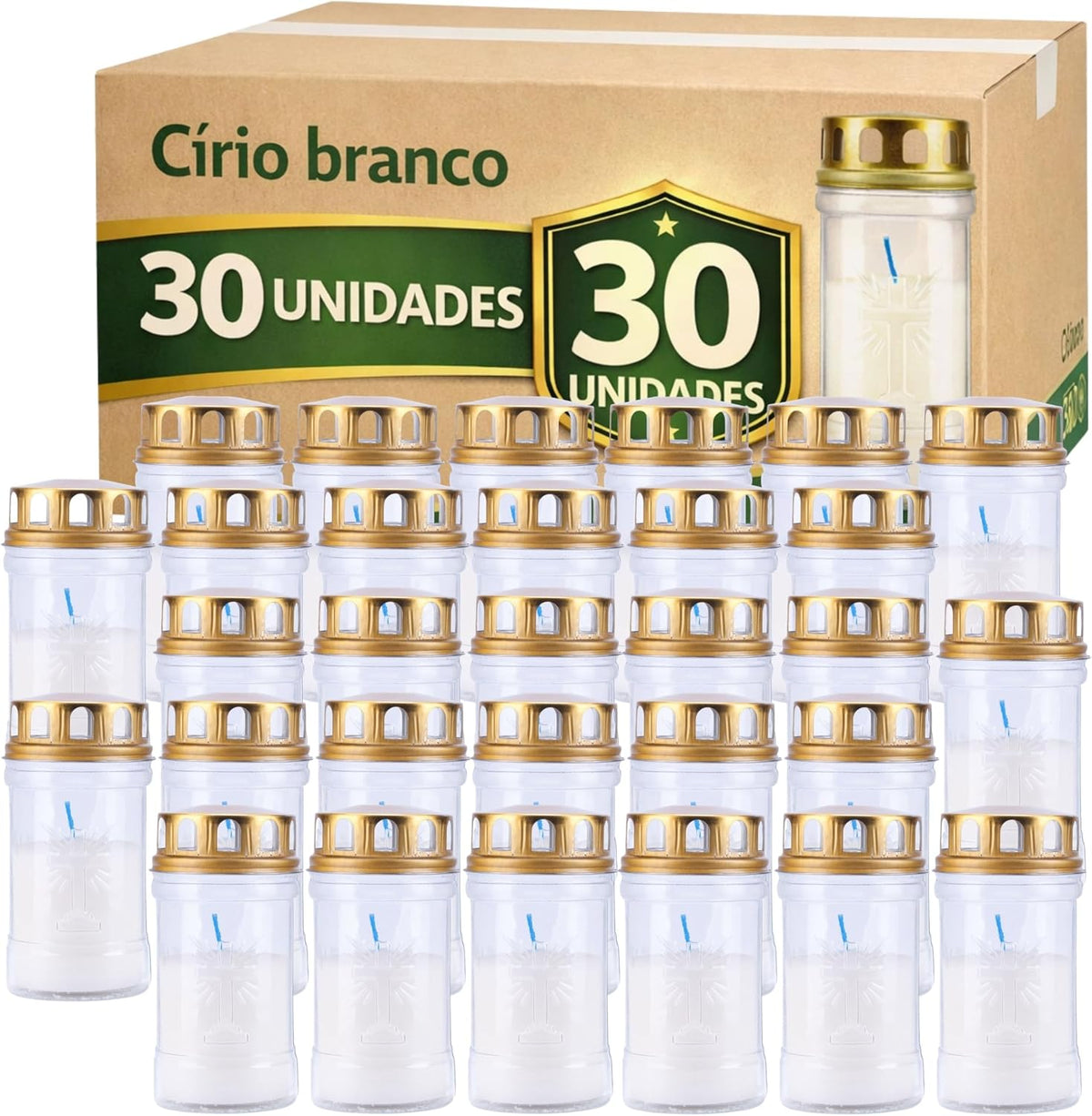 Círios 30 L Brancos com Tampa | Caixa de 30