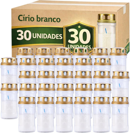 Círios 30 L Brancos com Tampa | Caixa de 30