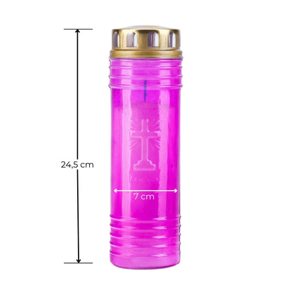 Círios 60 LL Rosa com Tampa Metálica | Caixa de 24