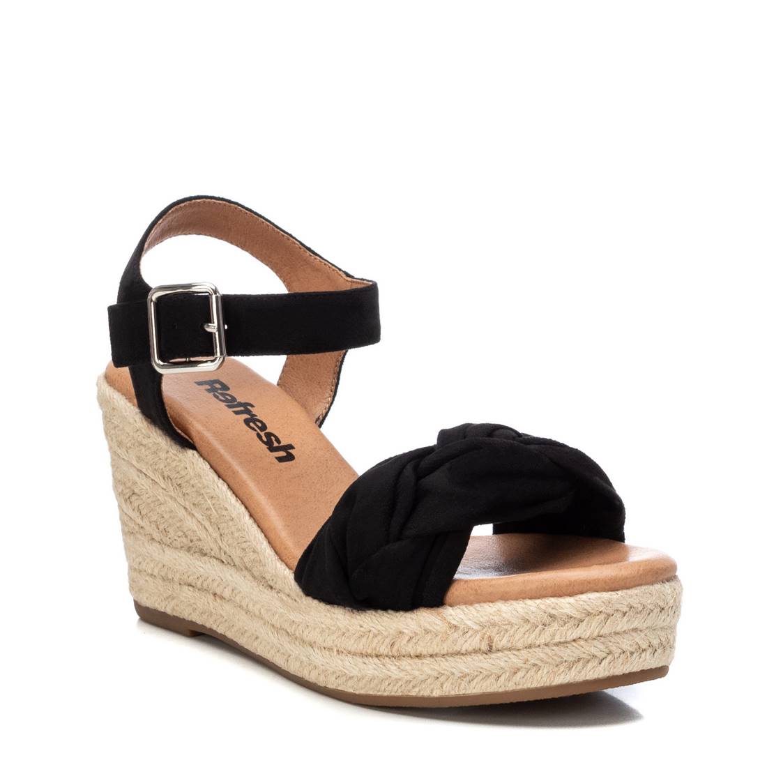 Sandália Casual Com Cunha Mulher Preto Refresh – Leveza e sola macia para conforto em passeios e jantares descontraídos - 79795p