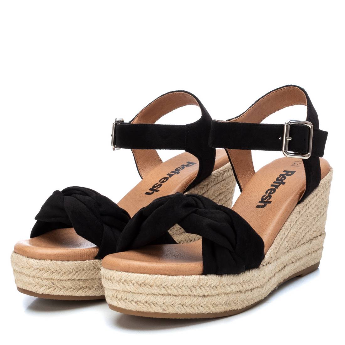 Sandália Casual Com Cunha Mulher Preto Refresh – Leveza e sola macia para conforto em passeios e jantares descontraídos - 79795p