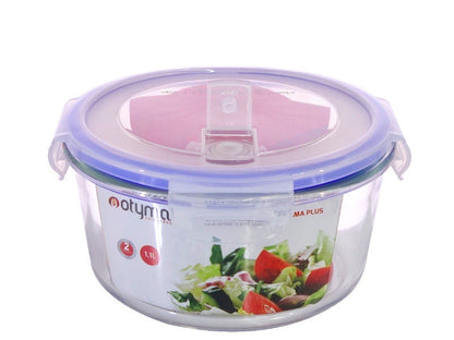 Caixa Hermetica Redonda Ema Plus 800ml Vidro Otyma – Vedação hermética mantém fres ideal para transportar refeições no dia a dia - 5605169065553