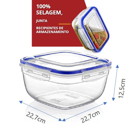 Caixa Hermetica 3750ml 30106 – Mantém alimentos frescos com 100% selagem para uso diário em casa e trabalho - 8696287301064