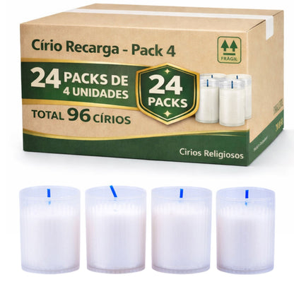 Círios Brancos com Tampa Protetora | Pack de 4
